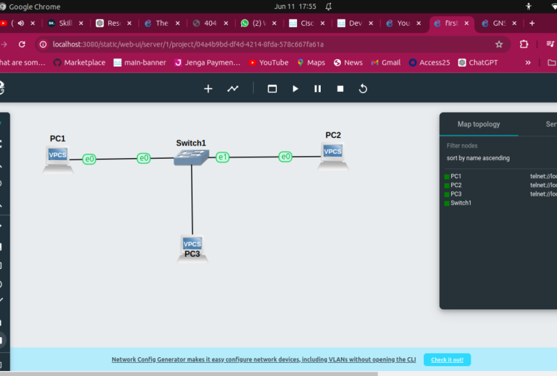 first GNS3 topology lab