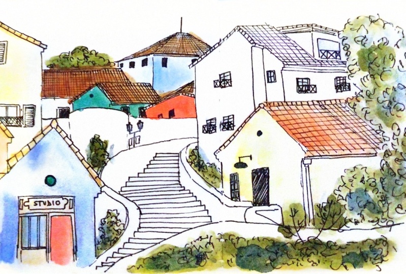 Paisaje y acuarela