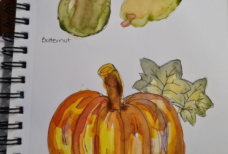 First watercolor pumpkin
