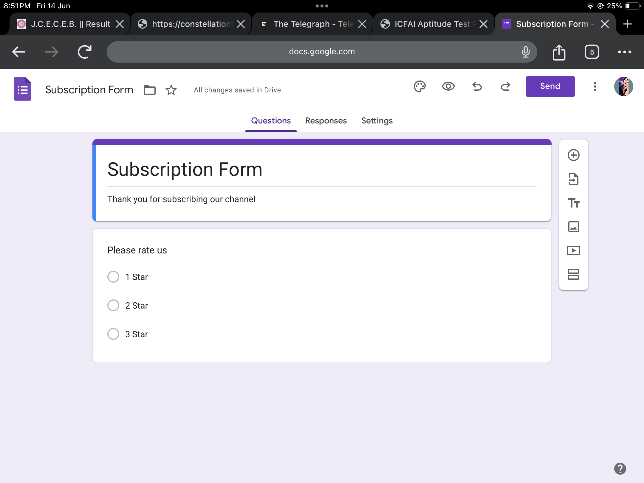 Subscription Form - student project