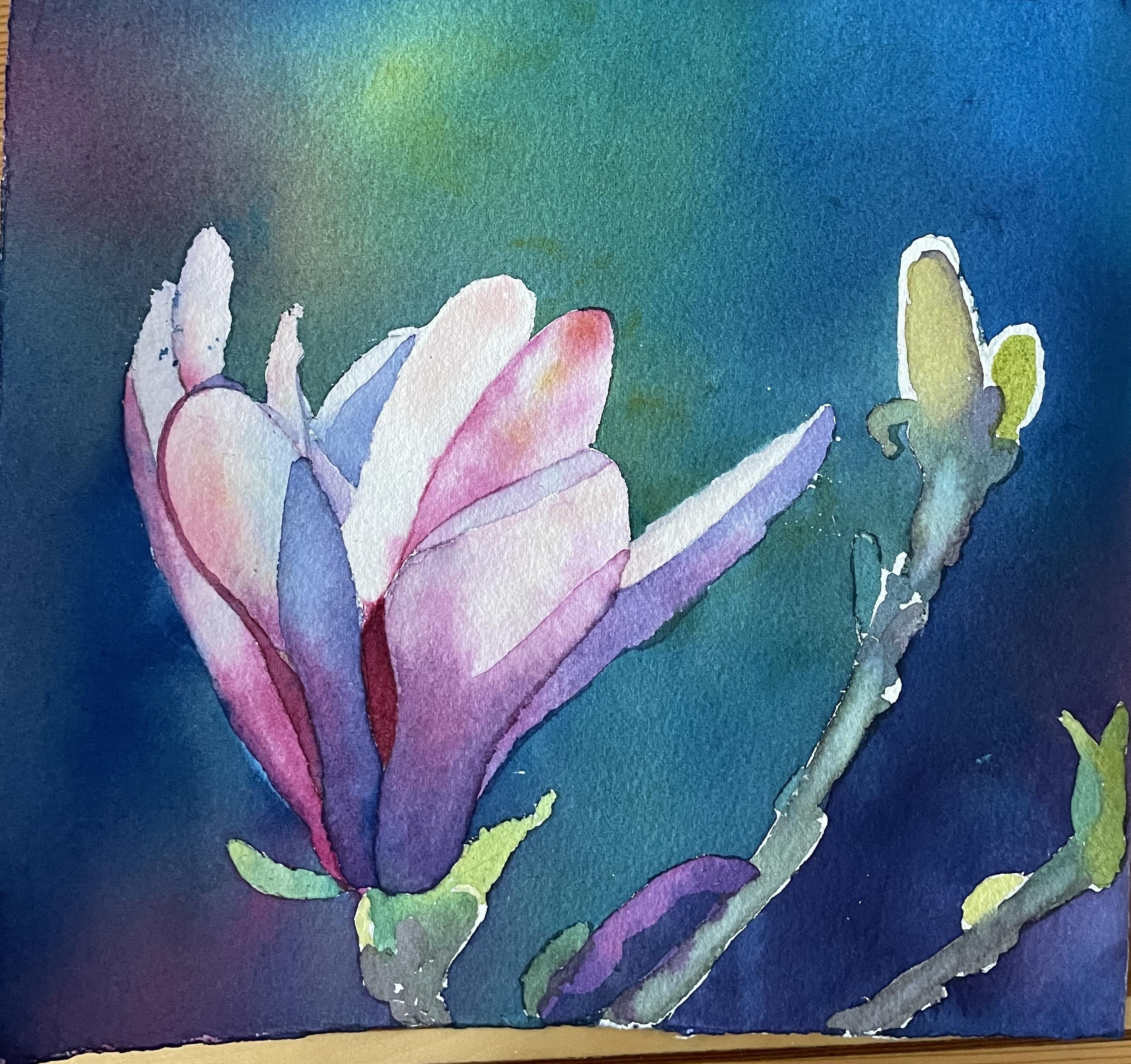 Watercolour Magnolia - student project