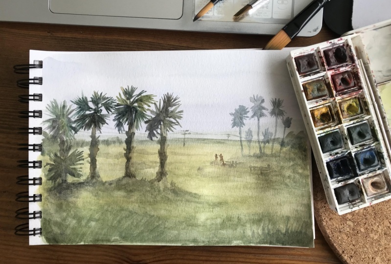 Rural watercolour painting
