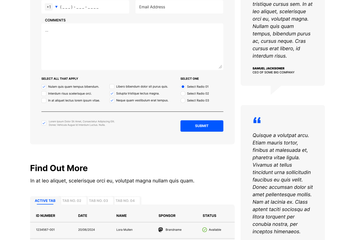 Figma Components Bootcamp Webpage Design - student project