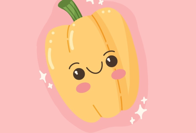 Kawaii Style Vegetable and Fruit Illustrations
