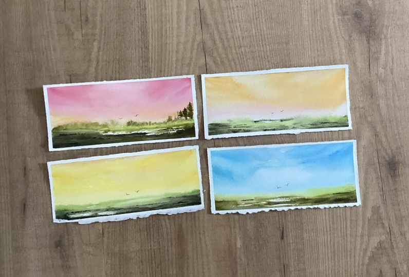 Loose and colorful watercolor skies