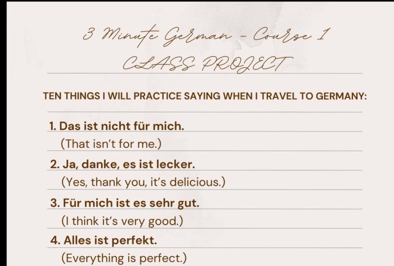 3-Minute German Course 1 - Class Project