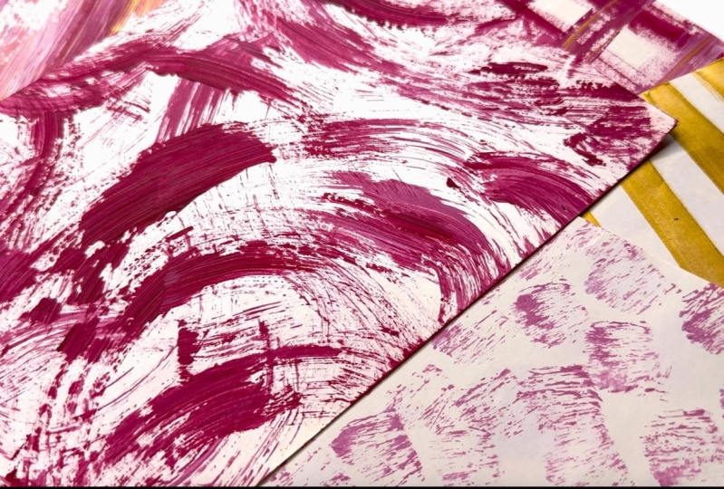 Collage Papers using a Flat Brush
