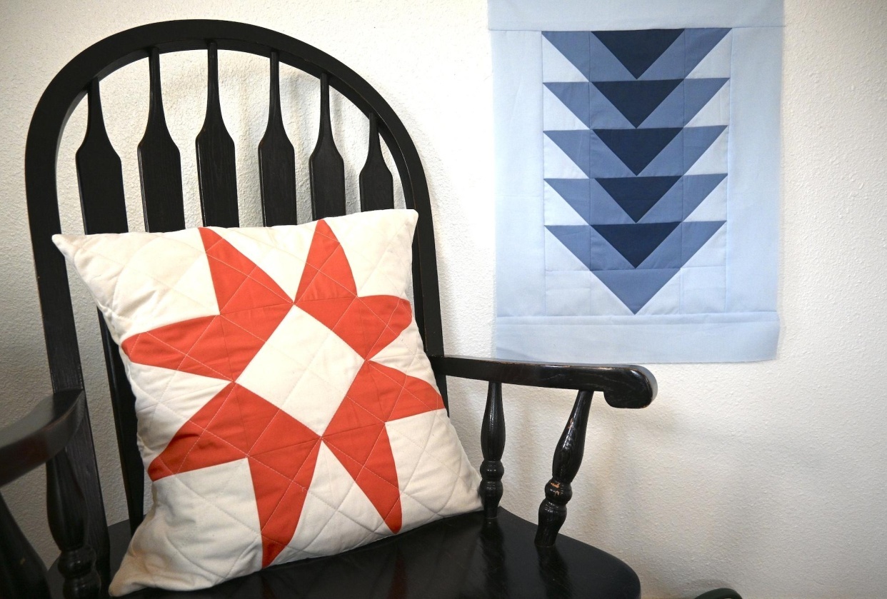 Star Block Pillow and Manifest Wall Quilt - student project