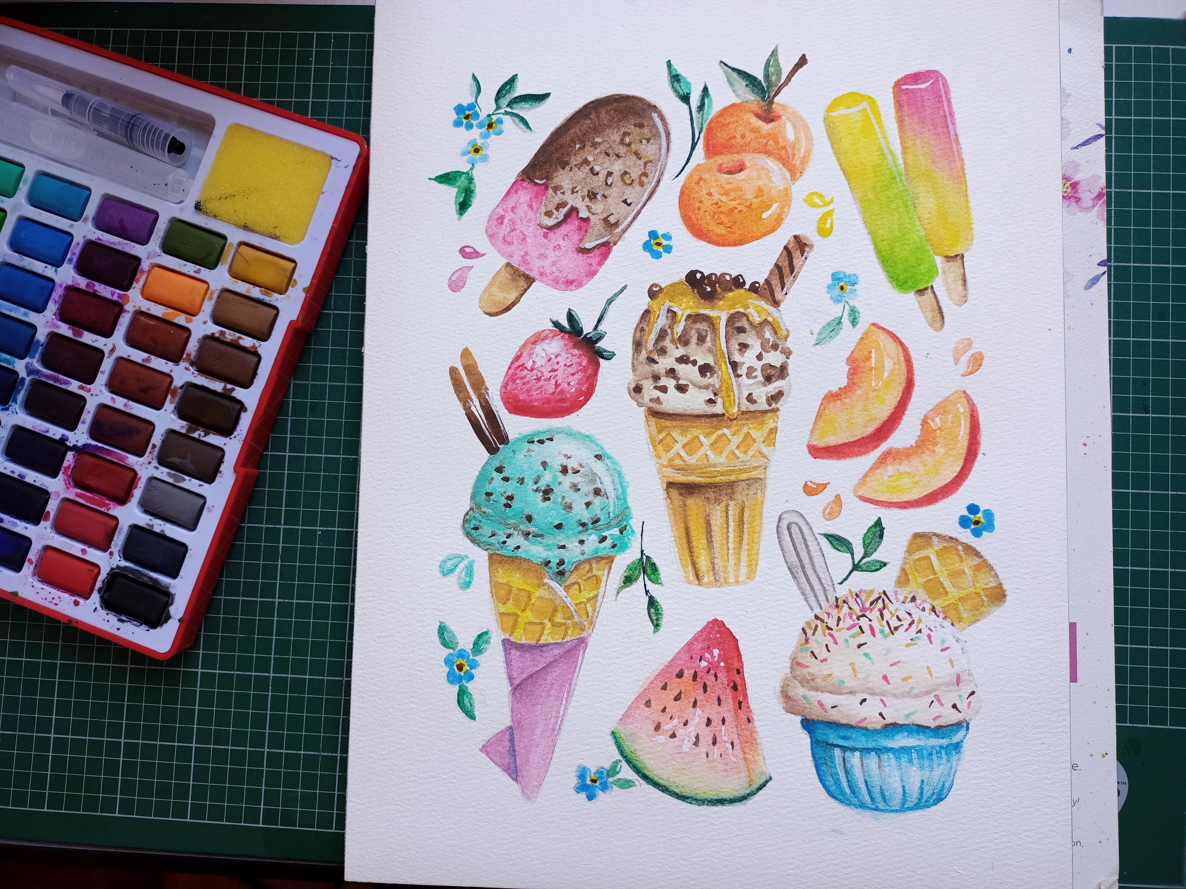 Watercolour treats with Nia - student project