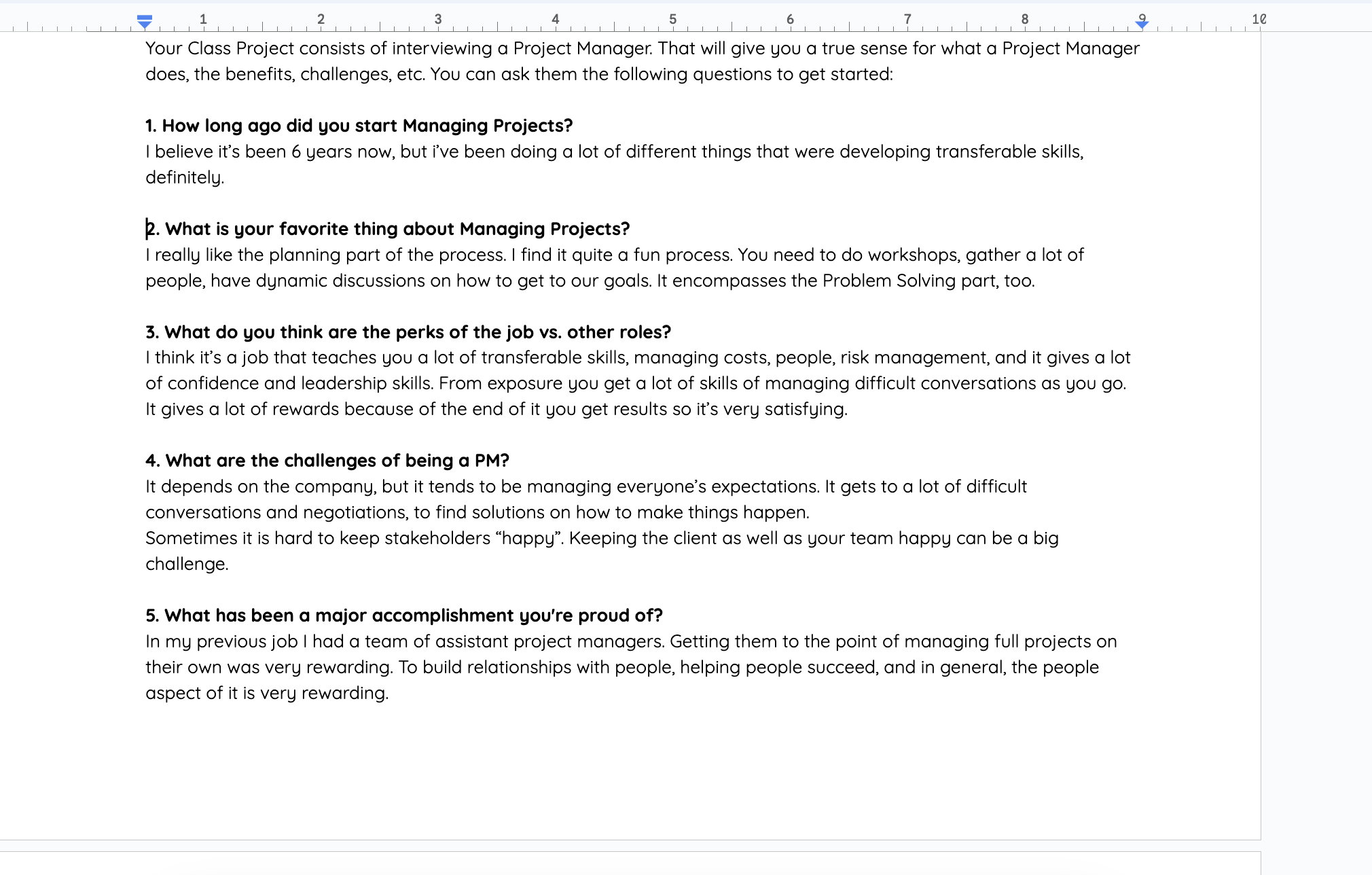 Project Manager Interview - Diana Amatiesei - student project