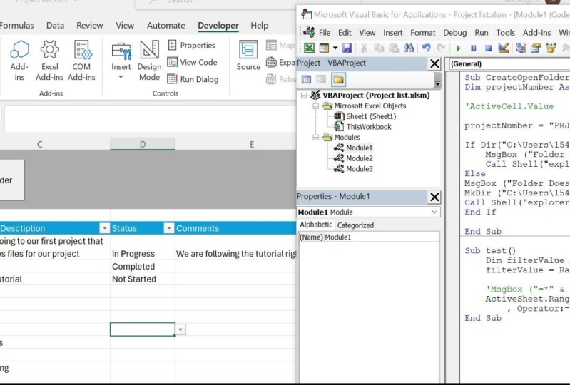 Excel Macro Project