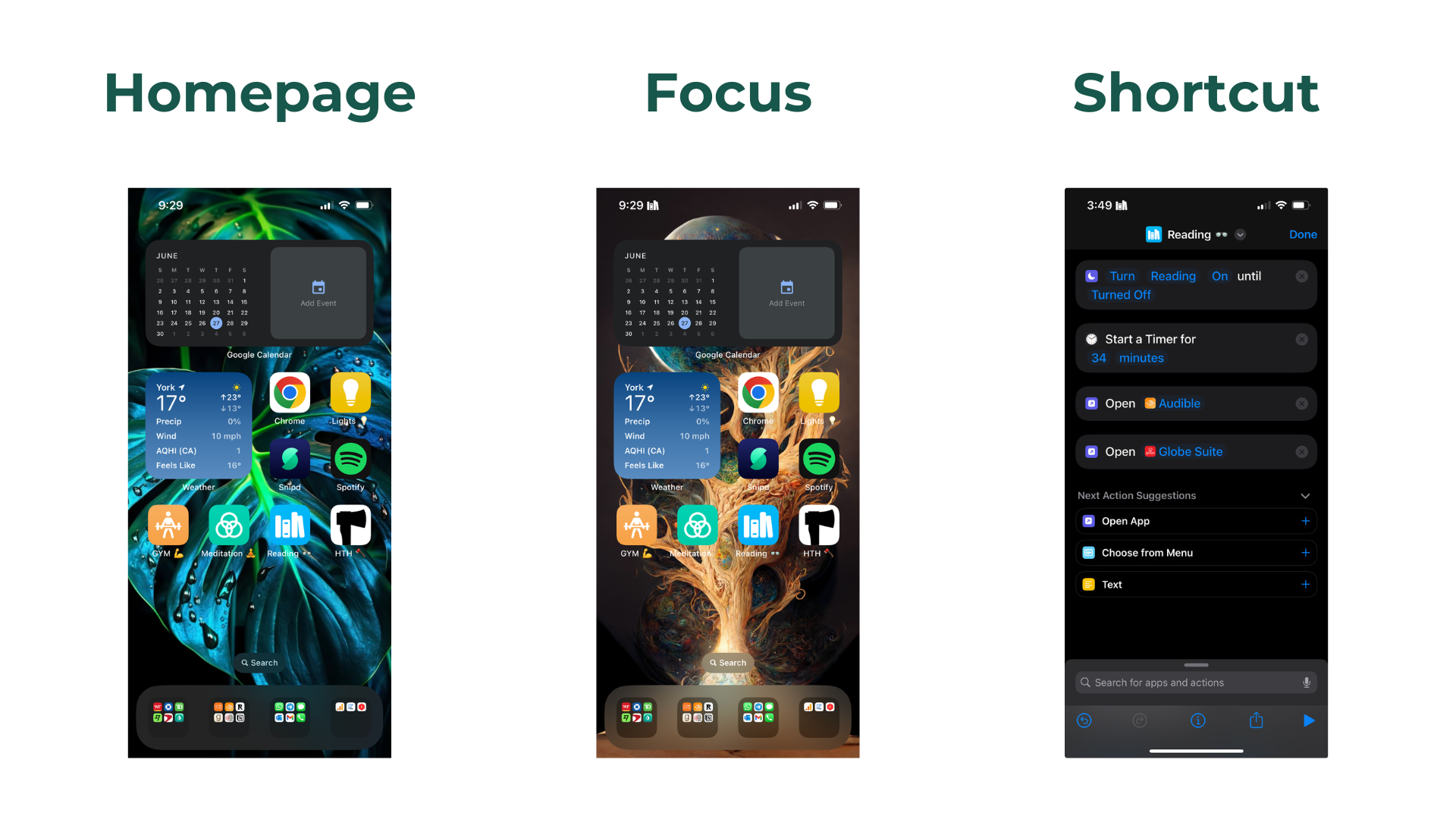 Homepage, Focus, and Shortcut
