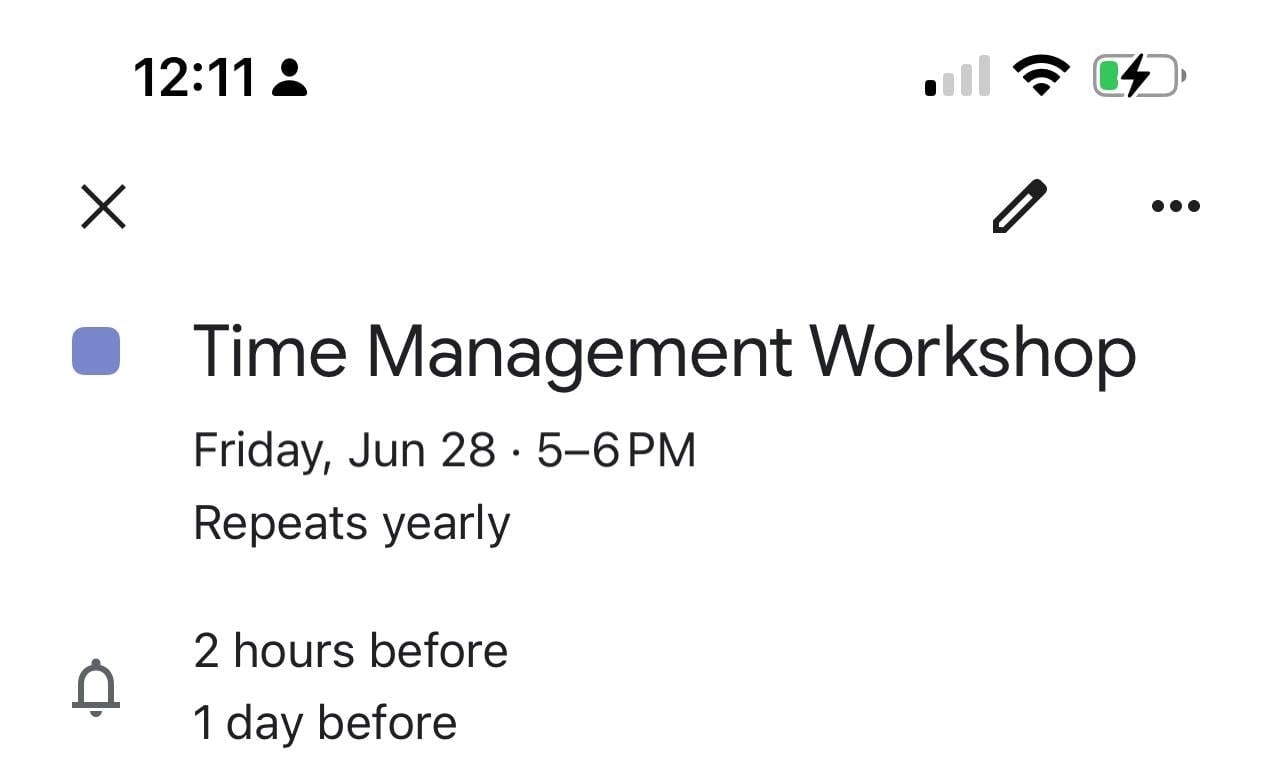 Time Management Workshop - student project