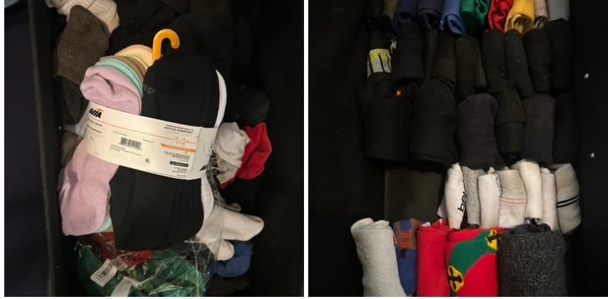 Before and After Sock folding - student project