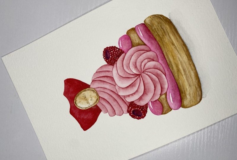 Watercolour french dessert