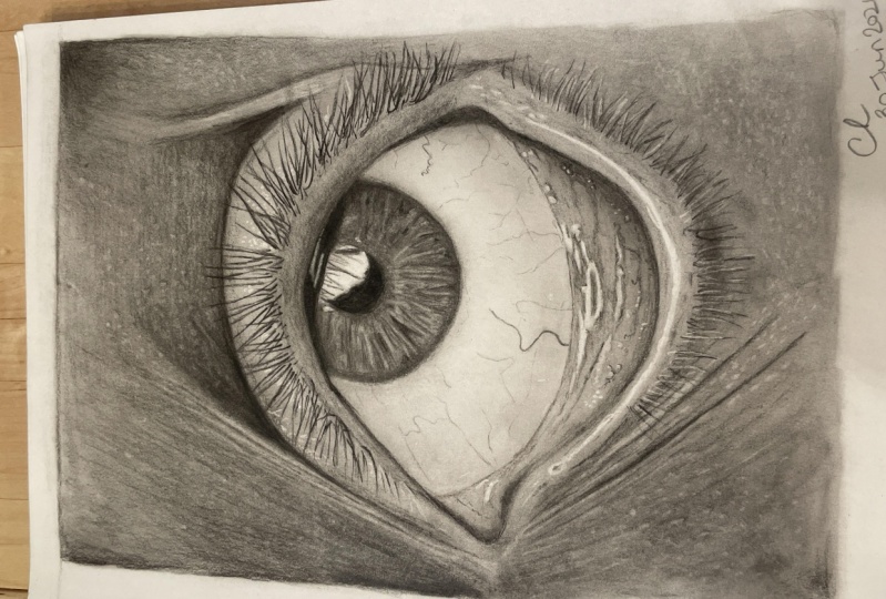 Charcoal drawing of eye