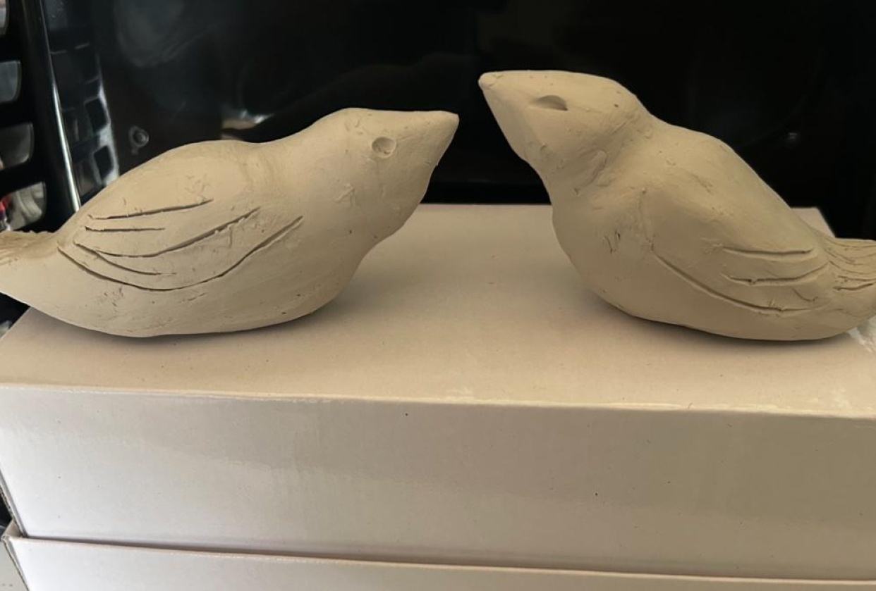 Air Dry Clay Love Birds - student project