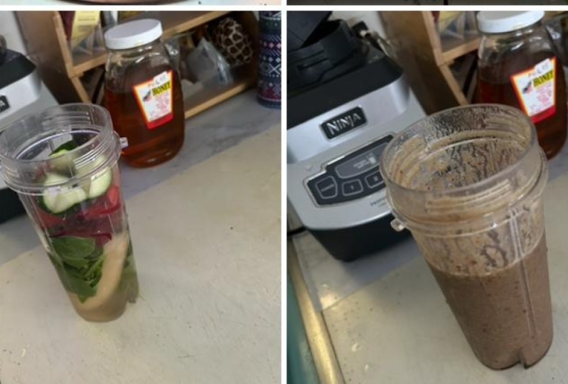 Banana, Spinach, Plum, Cucumber Smoothie with Spices