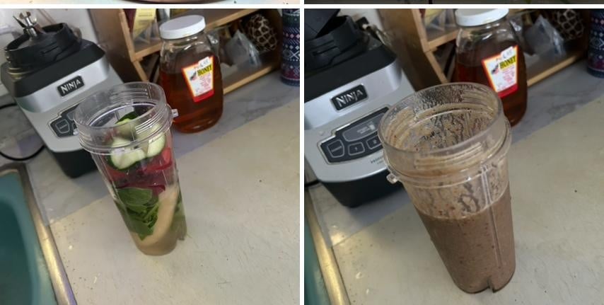 Banana, Spinach, Plum, Cucumber Smoothie with Spices - student project