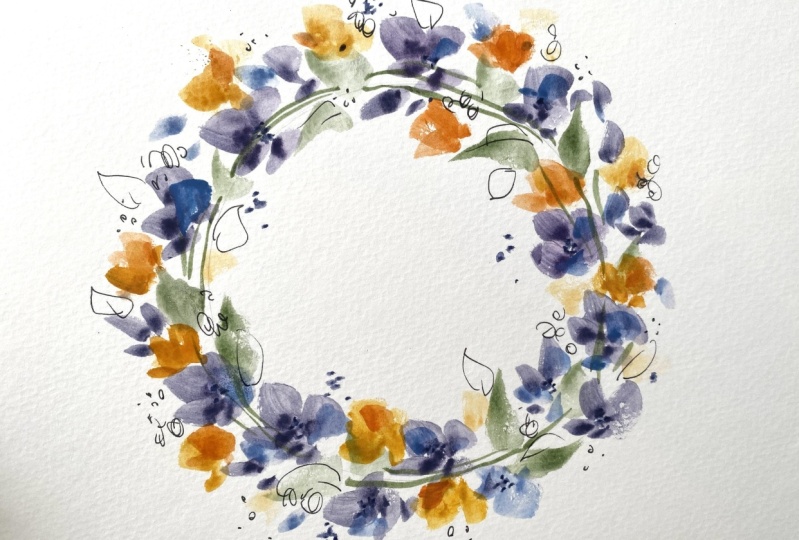 Watercolor Flower Wreaths