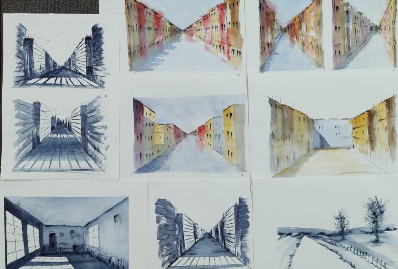 One Point Perspective in Watercolour - A class by Nadine Dudek