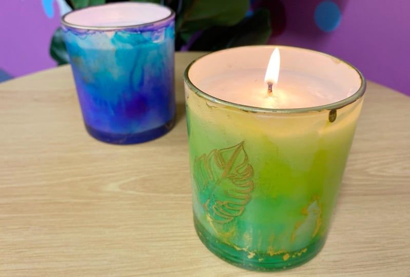 Alcohol ink “plastic wrap technique” example