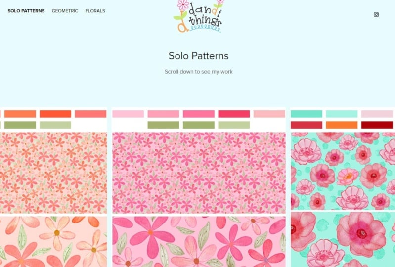Build an adobe portfolio website for surface pattern design and