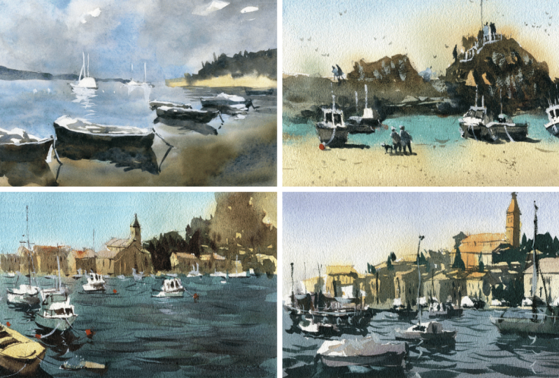 Some coastal scenes i painted in watercolor