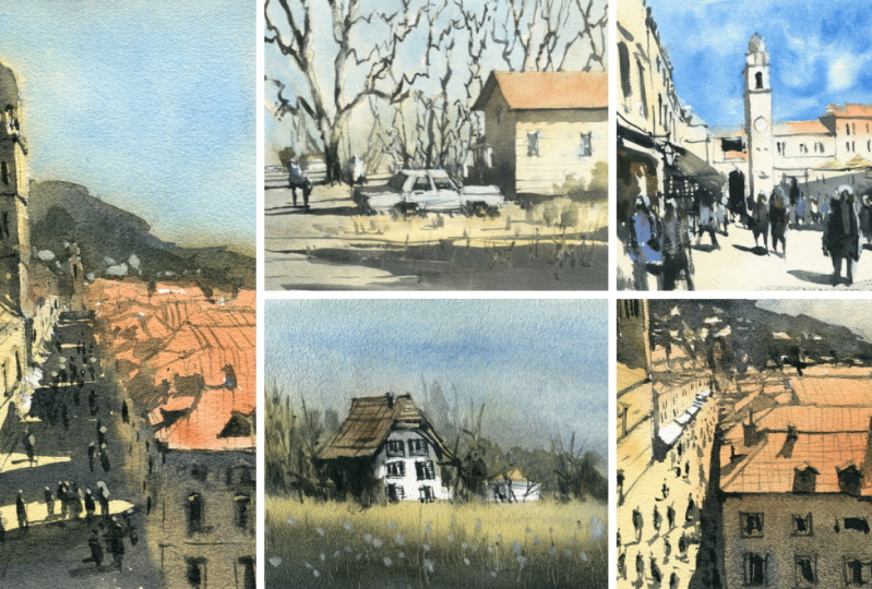 I painted some urban landscapes in watercolor!