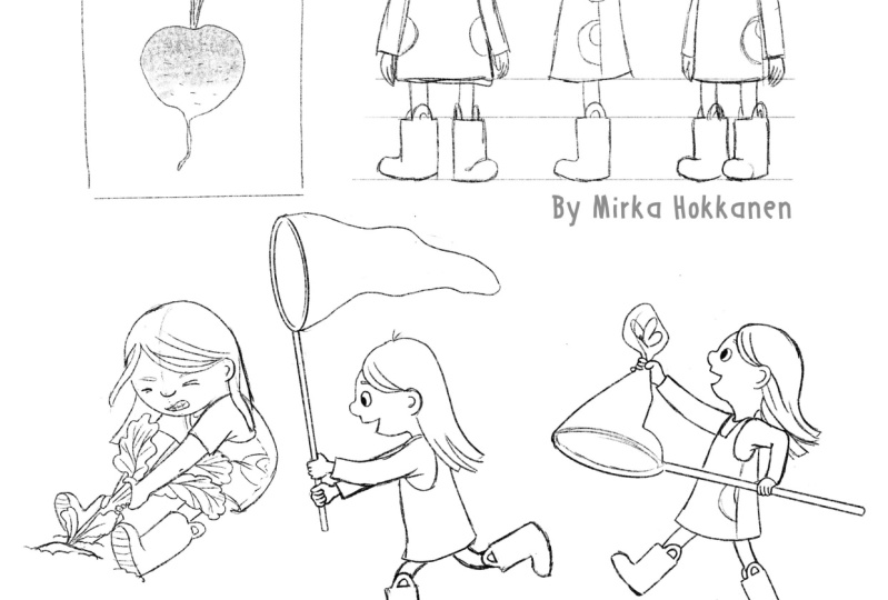 Character pose sheet for little girl