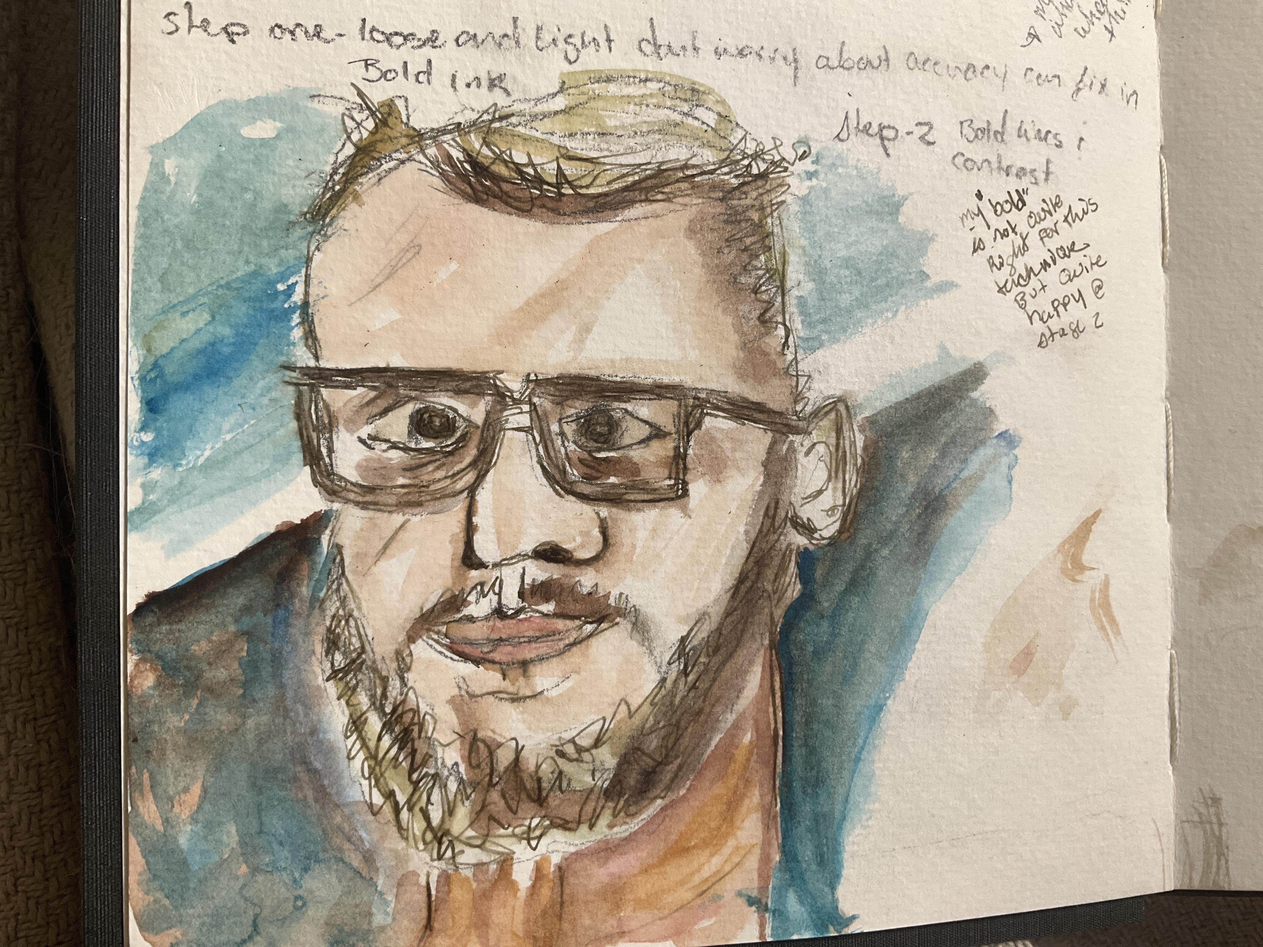 Portrait 1 Toby urban sketch easy portrait class - student project