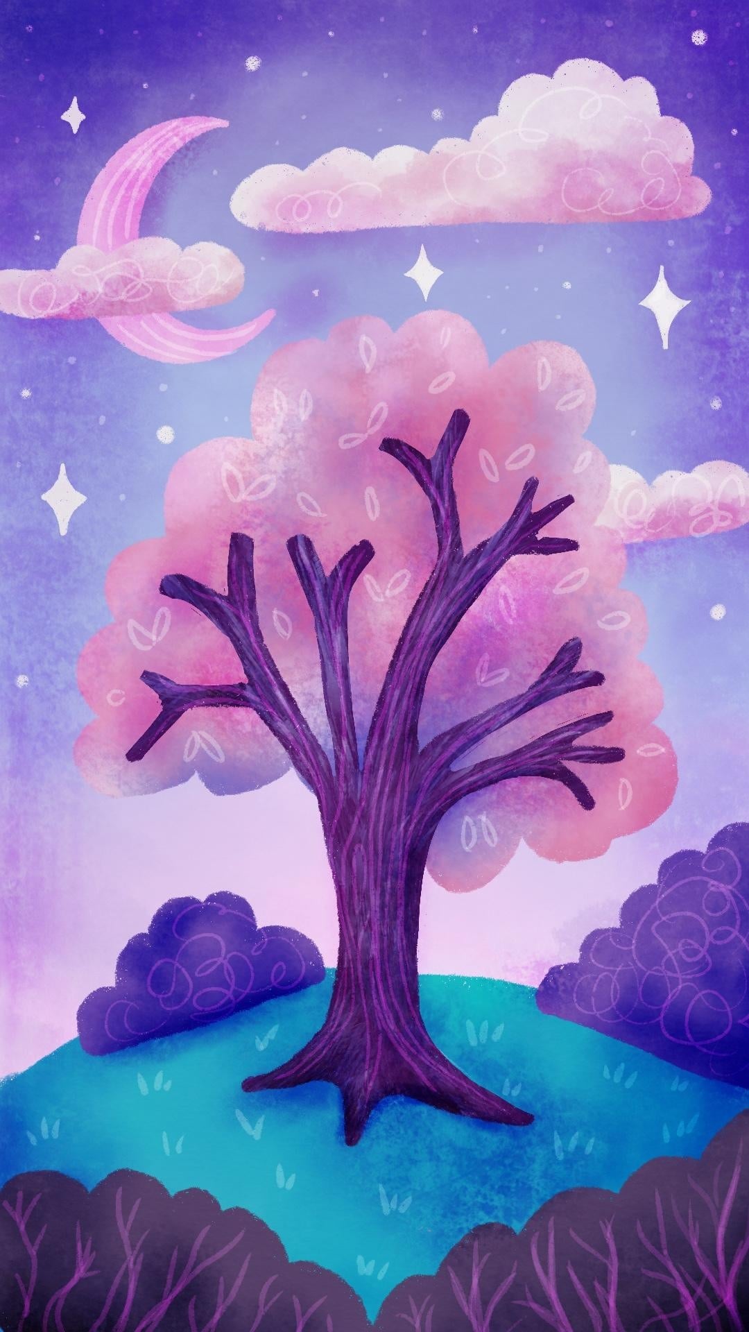 Moonlit tree - student project