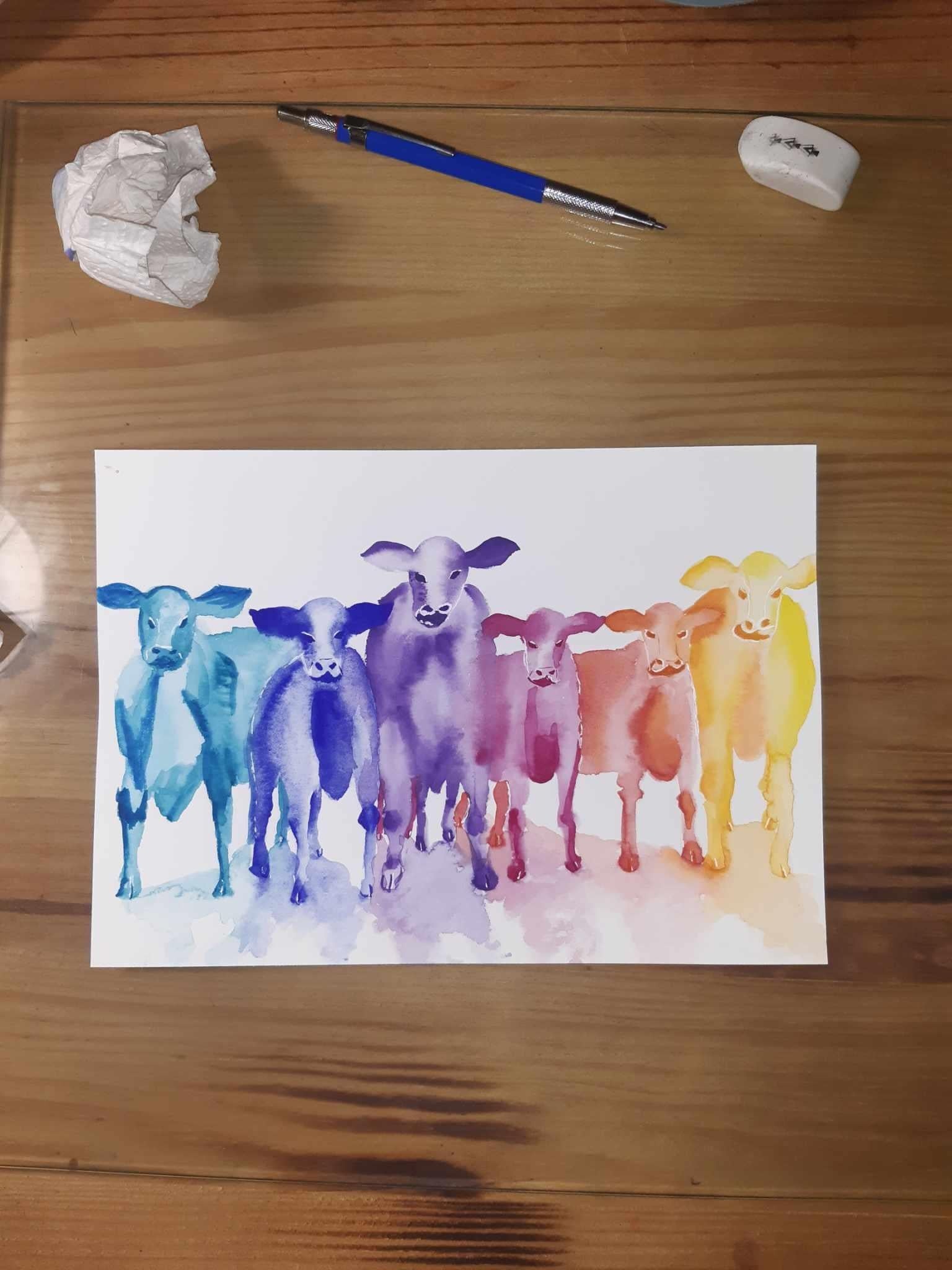 Rainbow cow - student project