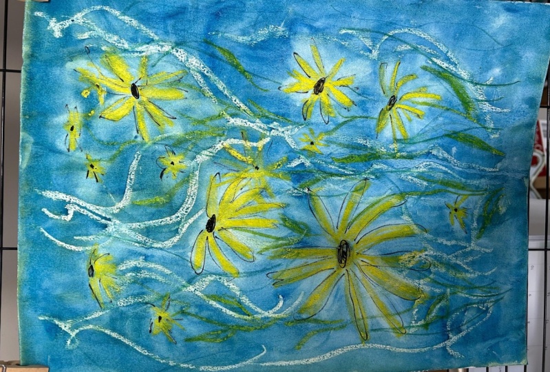 Pastel resistance and watercolour