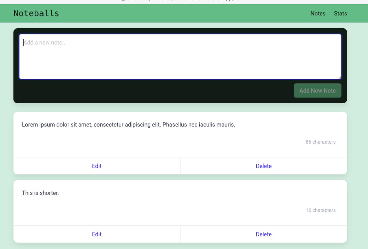 Noteballs - course app - student project