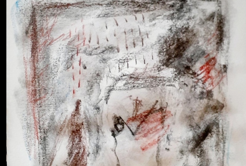 4 more abstracts in charcoal