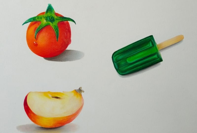 Food Illustrations with Markers and Colored Pencils