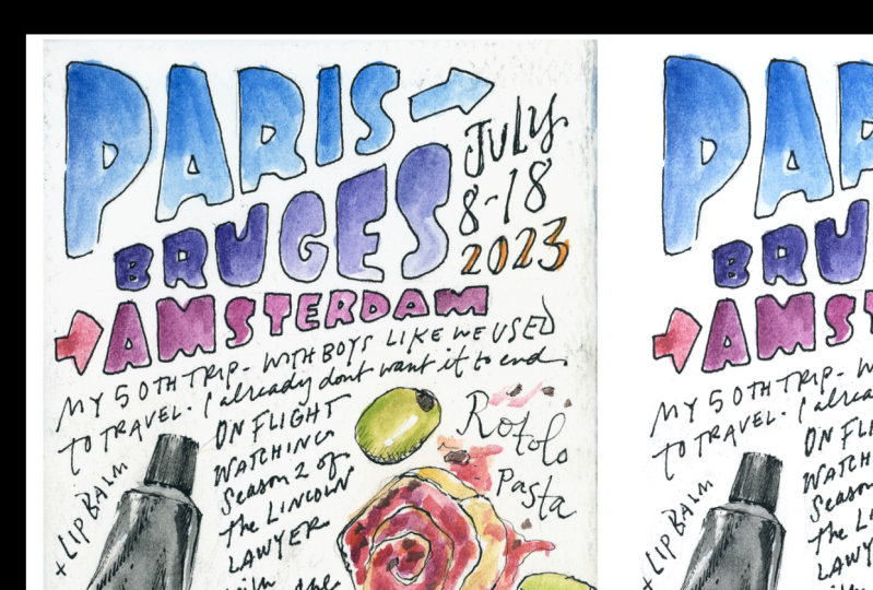 Title page in a travel sketchbook