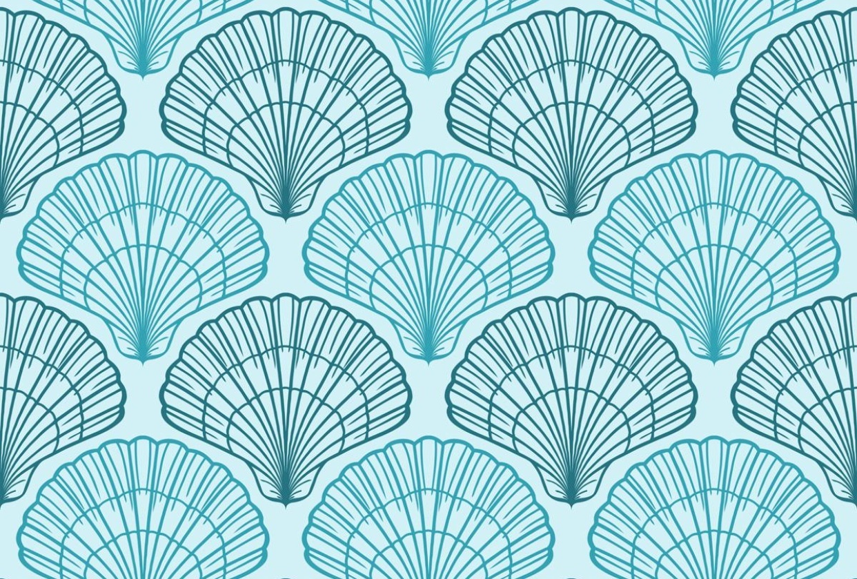 Aqua Scallop Shells - student project