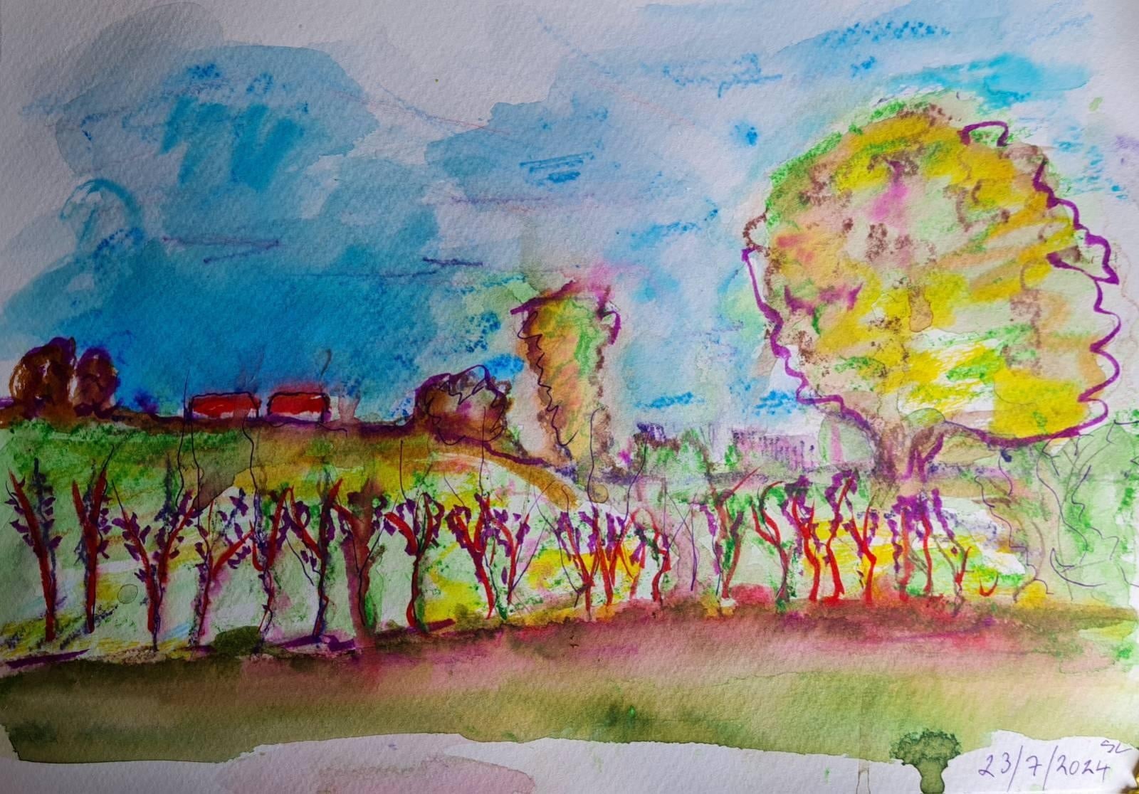 sketch with watercolour pencils - student project