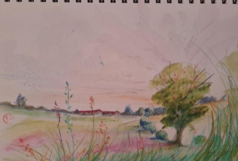Landscape watercolour pencils