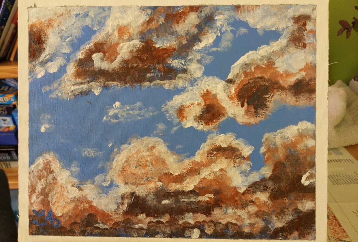 Clouds, cobalt blue and burnt sienna - student project