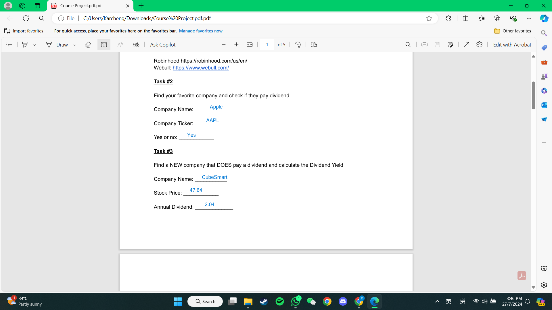 Dividend - student project