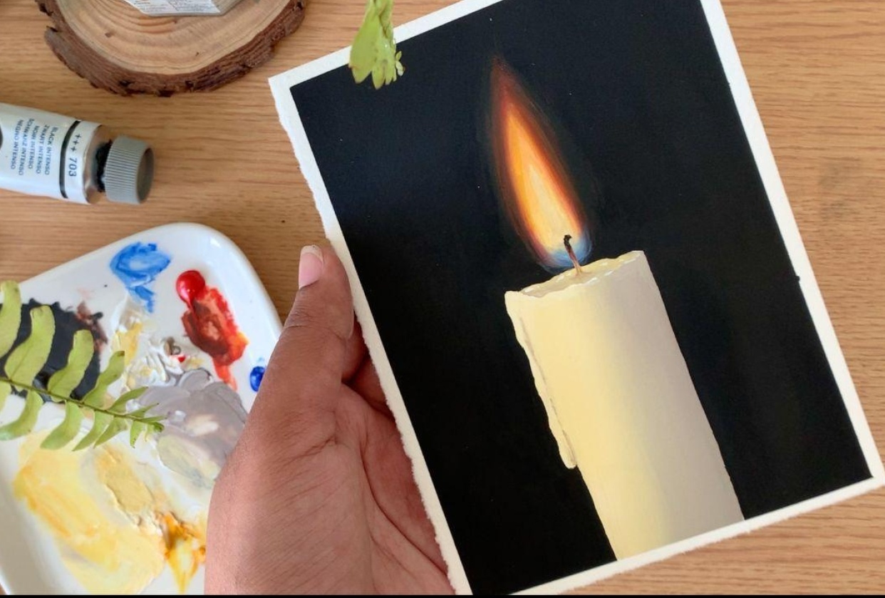 Realistic Candle using Gouache - student project