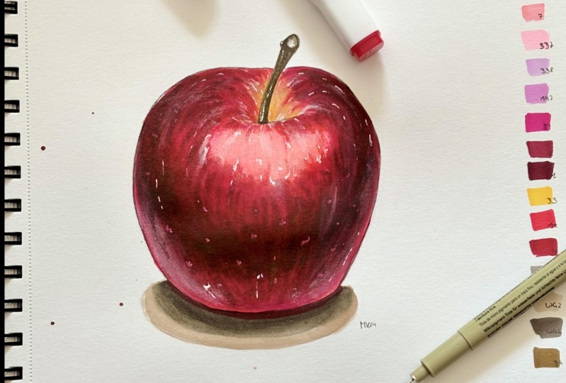 Apple Drawing Shapes with Light & Shadow