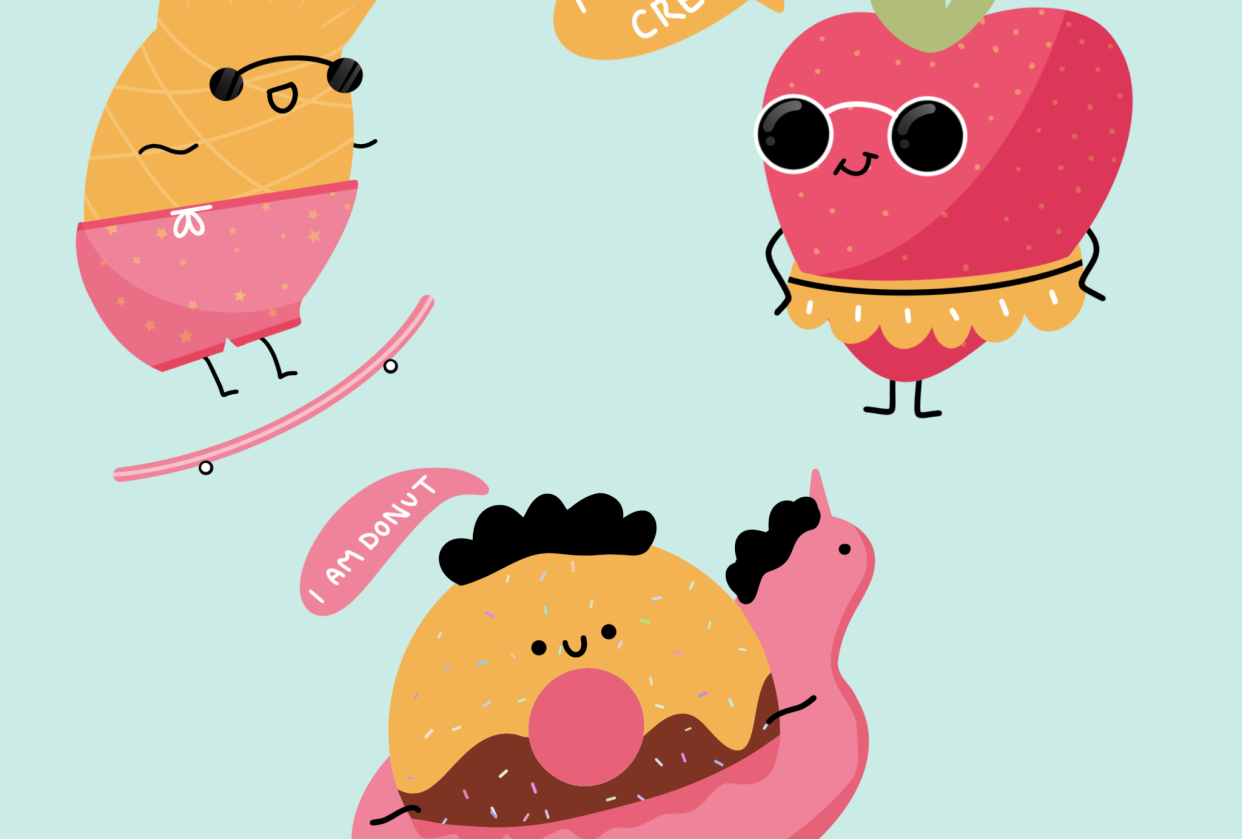 Summer fruit drawings - student project