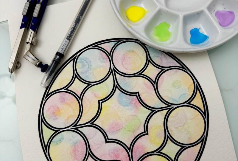 Stained glass rose window