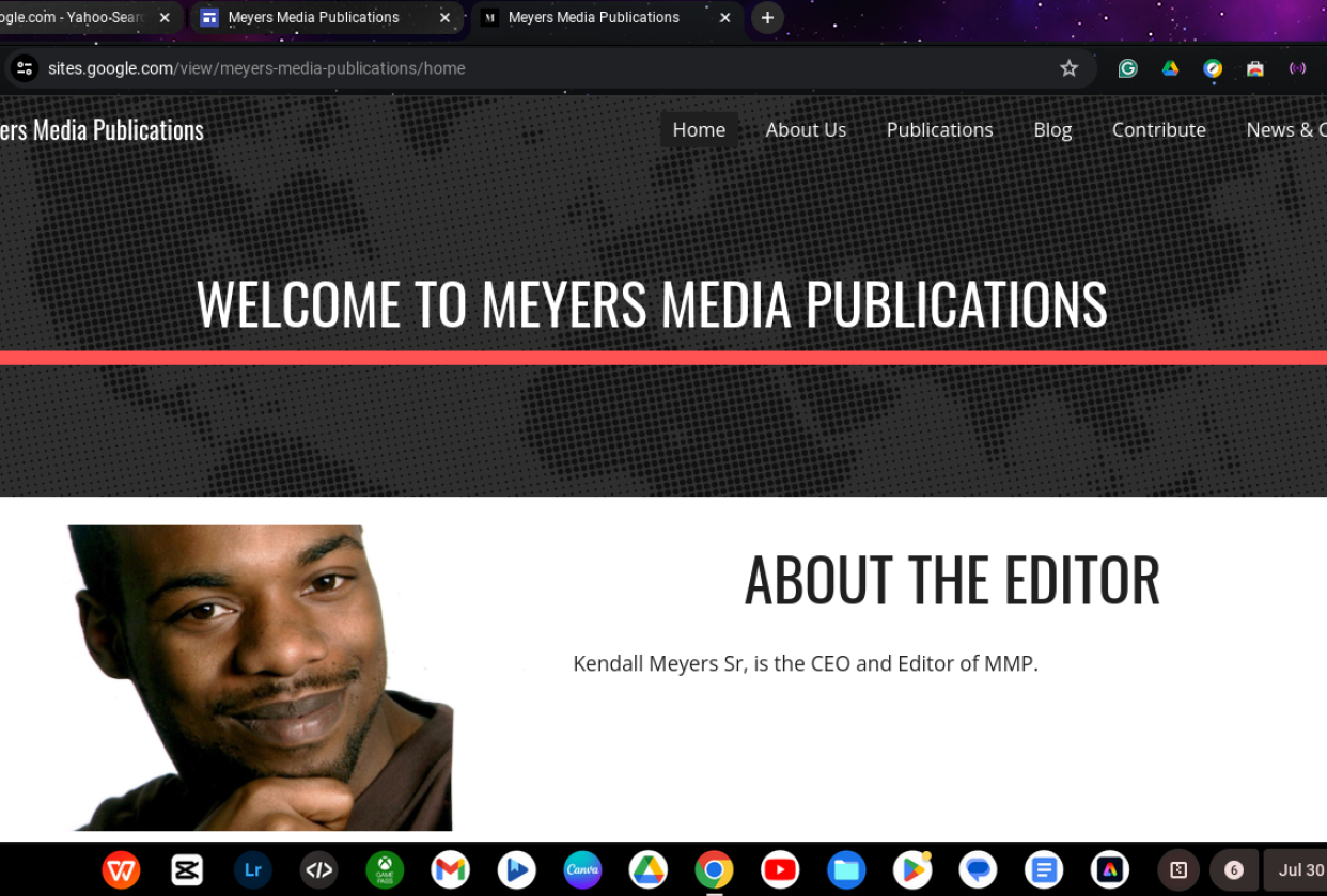 Meyers Media Publications Google Sites website - student project