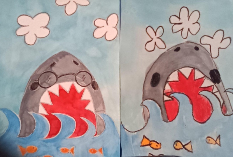 My near-sighted shark and niece's shark