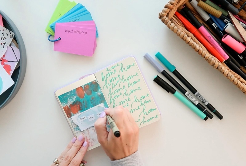 Hand Lettering, Home, Aqua • an Inspired Art Journal Page